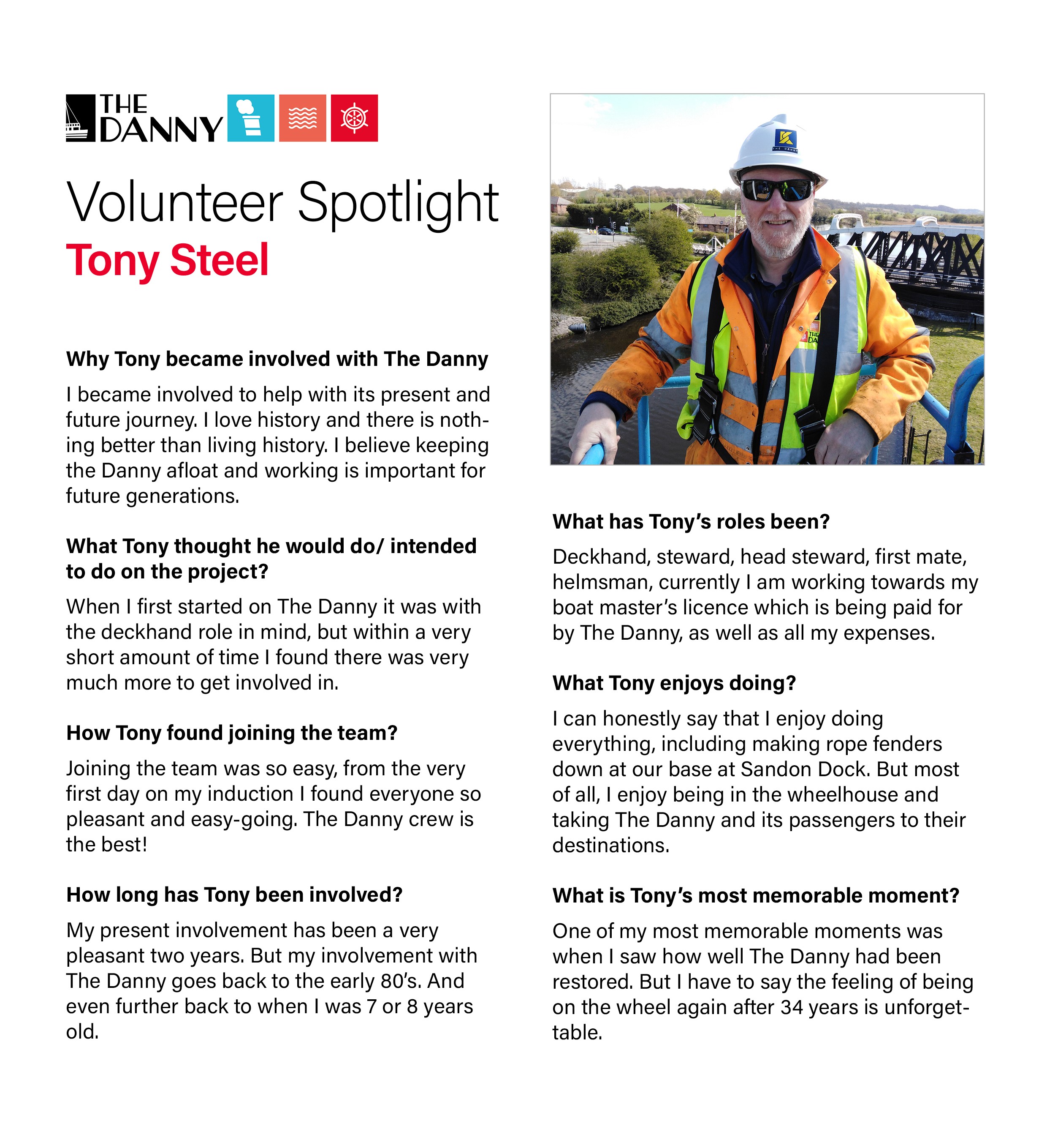Spotlight on our volunteer Tony Steel